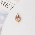 Close-up of heart-shaped purple zircon pendant with gold beaded frame for DIY jewelry - Light Purple Heart