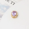 Macro detail of lavender oval zircon pendant with white halo crystals on gold base - 09# Light Purple Oval Sunflower (13*14mm)
