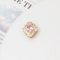 Detailed macro view of pink gemstone pendant with gold claws and marquise zircon accents - 11# Pink Oval Rhombus Symmetrical (17*14mm)