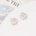 Close-up of four-leaf flower spacer beads with micro-set cubic zirconia for jewelry making - Clover Spacer Bead / 12mm / Silver-White