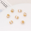 18K gold-plated freshwater pearl beads with hollow flower caps for DIY jewelry making - Vintage Filigree Flower Cap Style (02#6*9mm) / 6x9mm / Single Piece