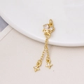Dettaglio pendente a farfalla in oro 18K con gocce di zirconia e nappe a stella - Stile Stella Fiocco Zirconia Bianca (03#9*42mm Bianco)