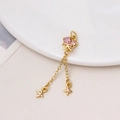 Dettaglio pendente a farfalla in oro 18K con zircone rosa e nappine a stella lucide - Stile Stella Fiocco Zirconia Rosa (04#9*42mm Rosa)