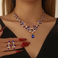Vintage Brautschmuck-Set in Gold mit dunkelblauen Tropfensteinen und Kristallen - Goldbasis Königsblauer Steinstil (01)