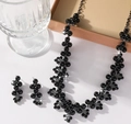 Elegante set di gioielli da sposa con perle nere e strass con collana e orecchini abbinati - Perla Nera (G477)