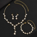 Exquisite gold sunflower jewelry set with sparkling rhinestones for wedding occasions - 483+482 Gold White 3-Piece Collection