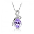 Pendentif goutte en cristal violet élégant orné de petits diamants blancs brillants - Argent Violet Clair