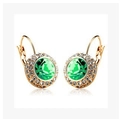 Elegante Ohrhänger mit smaragdgrünen Kristallen in goldener Fassung mit Halo-Effekt - Gold und Fruchtgrün