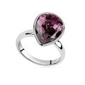 Elegant silver ring featuring a large pear-cut purple crystal in a sleek bezel setting - Grape Purple