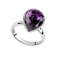 Elegant silver ring featuring a large pear-cut purple crystal and polished band finish - Lotus Purple