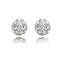 Orecchini a perno con sfera di cristallo scintillante e design pavé di strass argento - Bianco