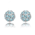 Orecchini a lobo in argento scintillante con sfere pavimentate in cristallo azzurro - Blu Acqua