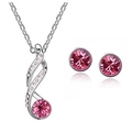 Elegante set 2 pezzi collana e orecchini a lobo in argento con cristalli rosa e zirconi - Rosa Rossa
