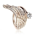 Anillo de ala de ángel en oro rosa con pavé de cristales blancos y piedra principal redonda - Dorado+Blanco