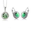 Parure élégante avec collier à pendentif cristal vert halo et boucles d'oreilles assorties - Vert fruit