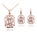 Elegantes Schmuckset in Roségold mit geometrischen Anhängern und funkelnden Zirkoniasteinen - Roségold Set (319-5-123) / Roségold Set