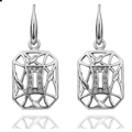 Elegante zilveren geometrische oorbellen met glinsterende micro-pave zirkonia - Zilveren oorbellen