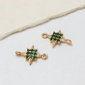 Gouden sterbedels met groene zirkoon voor het maken van handgemaakte sieraden - Groen