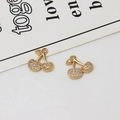 Close-up of golden cherry charms with micro-pave white zircon for DIY jewelry making - 15*15mm / White Pave Cherry (03#)