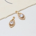 Macro detail of gold-plated copper teardrop pendants with micro-set zircon for DIY jewelry - Eye/Teardrop Shape 9*20mm