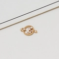 Golden micro-paved zircon flower charm connector for DIY jewelry making - Round Micro Pave Style (LF2695-01)