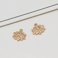 Golden lotus flower pendants with micro-set white zircons for DIY jewelry making - Lotus Micro Pave Style (LF2695-02)