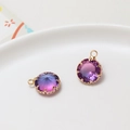 Pink and purple gradient round faceted charms with gold bezel for DIY jewelry - Purple Gradient (01#)