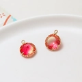 Round gradient gemstone pendant with rose red to yellow hues in gold bezel frame - Rose Yellow Gradient (02#)