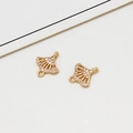 Golden brass fan-shaped pendants with micro-pave cubic zirconia for DIY jewelry - Fan Hollow Style (LF2695-04)