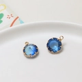 Deep blue gradient round faux tourmaline charms with golden crown-shaped metal settings - Blue Gradient (03#)