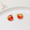 Faceted round orange-yellow gradient tourmaline-like pendant with gold copper edging - Orange Yellow Gradient (04#)