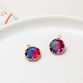 Round gradient tourmaline-style pendant with golden crown prong setting for jewelry DIY - Blue Purple Gradient (05#)