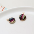 Set of 2 aurora gradient crystal charms with gold-plated bezel for DIY jewelry making - Aurora Rainbow (11#)