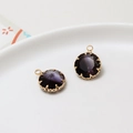 Pair of purple faceted crystal charms with gold-plated copper edges for DIY jewelry making - Deep Purple (12#)