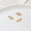 Three pieces of gold jewelry connectors with round clear zircon for DIY nail art and jewelry - Round Zirconia Connector (01#)