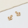 Golden brass anchor pendant set with white zircon for DIY jewelry making 2pcs - Anchor Style (03#7*10mm)