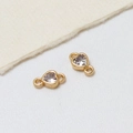 Golden heart charms with clear cubic zirconia and double loops for DIY jewelry - Heart Connector Buckle 5*9mm