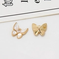 Golden butterfly pendant with white shell wings and zircon inlay for DIY jewelry - Butterfly Style 01 (16*15mm)