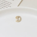 Micro-pave zircon letter D copper nail art charm with gold plating for DIY jewelry decor - Letter D Simple Pave Shape (08#)