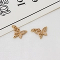 Pendentif papillon en zircon avec motif fleur évidée en finition dorée pour bijoux - Style Papillon 06 (17*12mm)