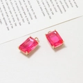 Ciondolo rettangolare in cristallo fucsia con castone dorato per gioielli fai da te - 10*17mm / Rosa Fucsia (05#)