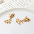 Macro shot of gold floral vine jewelry connectors with detailed rose and leaf reliefs - Style 03-17x36