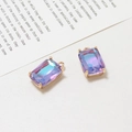 Pendente rettangolare in cristallo sfumato con castone dorato per gioielli fai da te - 10*17mm / Sfumato Viola/Blu/Ciano (06#)