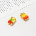 Ciondolo rettangolare in cristallo sfumato con castone a griffe dorato per DIY - 10*17mm / Sfumato Rosso-Arancio-Giallo-Verde (11#)