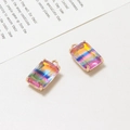 Ciondolo rettangolare in cristallo arcobaleno con base dorata per gioielli fai da te - 10*17mm / Sfumato Arcobaleno (12#)