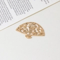 DIY gold hollow flower fan-shaped pendant accessory for traditional vintage jewelry making - Minimum 10 Pcs / Style 01 37x23mm