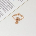 Golden fan-shaped hollow metal pendant with intricate floral pattern and waves - Minimum 10 Pcs / Style 04 23x25mm