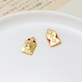 Macro detail of dragon charm and Peace pendant in matte gold with red enamel accents - Zodiac Dragon Peace Style (05#)