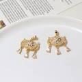 Golden hollow longevity lock pendant with cat-eye stone and crystal teardrops - Price From 2 Units / 04# White (19*26mm)