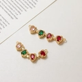 Gold-plated heart-shaped gemstone link with zircon border for DIY jewelry making - Movable Linked Heart Style (LF2737)